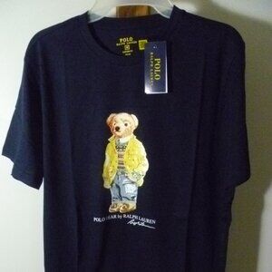 NWT POLO RALPH LAUREN TEDDY BEAR CUSTOM FIT TEE TSHIRT - NAVY - MEDIUM